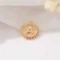 14K gold plated round letter A pendant charm with textured finish for DIY jewelry - Letter A Style (P24278/A) / Strong Color Retention Gold Plating