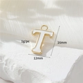 14k gold plated letter T pendant charm with white enamel and circular hanging ring - Letter T (H-12349)
