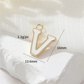 14k gold-plated letter V pendant charm with white enamel for DIY jewelry making - Letter V (H-12351)