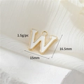 14k gold-plated letter W pendant with white enamel and measurements 15mm by 16.5mm - Letter W (H-12352)