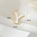 Golden 14k gold-plated letter Y charm with white enamel inlay for DIY jewelry - Letter Y (H-12354)
