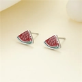 Minimalistische Edelstahl-Ohrstecker in Wassermelonen-Optik mit Emaille-Finish - Stahlfarbe Wassermelone (GR0067)