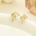 Boucles d'oreilles minimalistes en forme de cactus doré en acier inoxydable - Design Cactus (Or) (GR0064)