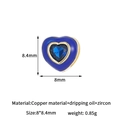 14K gold plated heart charm with blue enamel and zircon for DIY jewelry making - Heart Style (H-13484) / Blue