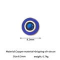 14K gold plated heart bead with blue zircon and oil dripping for DIY jewelry - Round Style (H-13483) / Blue