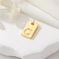 Minimalistische 14K vergulde rechthoekige hanger met reliëfletter C voor DIY-sieraden - Echt verguld met hoge kleurretentie / Hoofdletter C (H-12536)