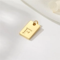 14K gouden rechthoekige hanger met reliëfletter F voor DIY-sieraden maken - Echt verguld met hoge kleurretentie / Hoofdletter F (H-12539)