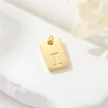 Minimalistische 14K gouden rechthoekige hanger met gegraveerde letter I en ophangoog - Echt verguld met hoge kleurretentie / Hoofdletter I (H-12542)