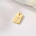 14K vergulde rechthoekige hanger met gegraveerde letter J voor DIY-sieraden - Echt verguld met hoge kleurretentie / Hoofdletter J (H-12543)