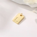 14K vergulde rechthoekige hanger met gegraveerde letter L voor DIY-sieraden - Echt verguld met hoge kleurretentie / Hoofdletter L (H-12545)