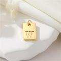 14K vergulde rechthoekige hanger met reliëfletter W voor DIY sieraden maken - Echt verguld met hoge kleurretentie / Hoofdletter W (H-12556)