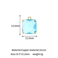 14K vergoldeter quadratischer blauer Zirkon-Anhänger für DIY-Schmuckherstellung und Zubehör - Gold (H-13611 Blau)