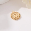 14K gold plated round alphabet charm featuring letter D with milgrain edge for DIY jewelry - Letter D Style (P24278/D) / Strong Color Retention Gold Plating