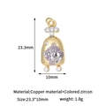 Golden bear pendant with colored cubic zirconia measuring 23.3mm high for DIY jewelry - Bear Shape (H-13624)