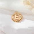 14K gold filled round pendant featuring an embossed letter E with beaded edges - Letter E Style (P24278/E) / Strong Color Retention Gold Plating