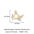 Airplane pendant with gold and silver tones and zircon wings, size 16.75 by 14.5mm - Airplane Style (H-13625)