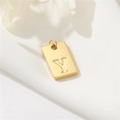 14K vergulde rechthoekige hanger met gestructureerde letter Y voor DIY sieraden - Echt verguld met hoge kleurretentie / Hoofdletter Y (H-12558)