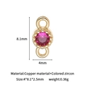 14k gold-filled double loop pink cubic zirconia birthstone connector for DIY jewelry - Rose Red