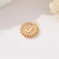 Golden round pendant featuring a 3D letter J with hammered texture and beaded edge - Letter J Style (P24278/J) / Strong Color Retention Gold Plating