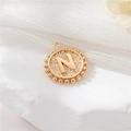 Golden round pendant with letter N and hammered texture for DIY necklace jewelry - Letter N Style (P24278/N) / Strong Color Retention Gold Plating