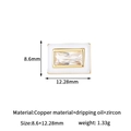 14k gold filled rectangle zircon bead with white oil drip border for jewelry making - Rectangular Style (H-13607) / White