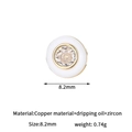 14k gold-filled 8.2mm round charm with white enamel and cubic zirconia inlay - Round Style (H-13483) / White