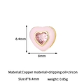 Pink enamel heart charm with pink cubic zirconia in 14K gold-filled copper for DIY jewelry - Heart Style (H-13484) / Pink