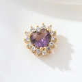 14K goldgefüllte herzförmige lila Zirkonperle für DIY-Schmuckherstellung und Armbänder - Echt vergoldet mit hoher Farbbeständigkeit / Violett