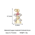 Detail of copper windmill charm with pink and white zircon stones in 17.1x9.3mm size - Windmill Style (H-13631)