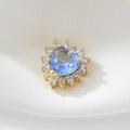 Herzförmige blaue Zirkon-Zwischenperle mit 14K Goldfüllung für DIY-Schmuck - Echt vergoldet mit hoher Farbbeständigkeit / Hellblau