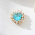 Pendentif cœur bleu ciel plaqué or 14K avec oxydes de zirconium pour bijoux DIY - Plaqué or véritable à haute rétention de couleur / Bleu ciel