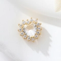 Perle de cœur en zircone plaquée or 14K avec serti halo pour bijoux artisanaux - Plaqué or véritable à haute rétention de couleur / Blanc