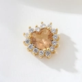 Perle en forme de cœur en or 14K avec zircon champagne pour bijoux DIY faits main - Plaqué or véritable à haute rétention de couleur / Champagne Clair