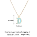 Detailed macro view of 14K gold plated letter D pendant with blue enamel inlay - Letter D Pendant Only (Without Chain)