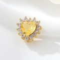 Pendentif cœur plaqué or 14K avec zircon jaune et sertissage halo en diamant - Plaqué or véritable à haute rétention de couleur / Jaune