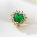 Perle intercalaire cœur en zircon vert plaqué or 14K pour bijoux artisanaux DIY - Plaqué or véritable à haute rétention de couleur / Vert