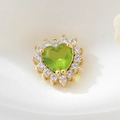 Perle de zircon vert en forme de cœur plaqué or 14K pour bijoux faits à la main - Plaqué or véritable à haute rétention de couleur / Vert olive