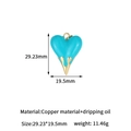 Minimalistischer 14K Gold Herzanhänger mit blauem Emaille und Gold-Tropfeneffekt - Seeblau