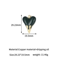 Herzanhänger aus schwarzer Emaille mit 14K Vergoldung, Maße 29,23 mm x 19,5 mm - Grün
