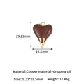 Brauner Tropföl Herzanhänger in 14K Vergoldung, Größe 29,23mm x 19,5mm für Ketten - Dunkelbraun