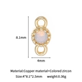 18k gold plated copper charm with round white cubic zirconia inlay and dual rings - 14K Gold Milky White