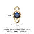 14k gold plated connector with round blue zircon and double loops for jewelry making - 14K Gold Dark Blue