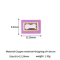 14k gold-filled purple enamel rectangle spacer bead with square zircon inlay - Rectangular Style (H-13607) / Purple