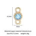 18K gold plated copper charm with blue 3A cubic zirconia for DIY jewelry making - 14K Gold Sky Blue