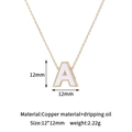 Detail view of 12mm 14K gold plated letter A charm with white oil drip and measurements - A-Single Pendant