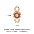 Macro detail of 18k gold plated round red zircon pendant with size markers for jewelry making - 14K Gold Garnet Red