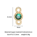 18k gold plated copper charm connector with green zircon for jewelry making 4x8mm - Green