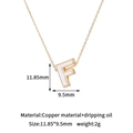 Detail view of 14K gold plated letter F pendant with white enamel dripping oil inlay - F-Single Pendant