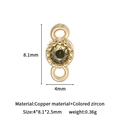 18k gold plated copper round pendant with olive green cubic zirconia for DIY jewelry - Olive Green