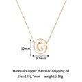 Detail view of 14K gold plated letter G pendant with white enamel inlay and dimensions - G-Single Pendant